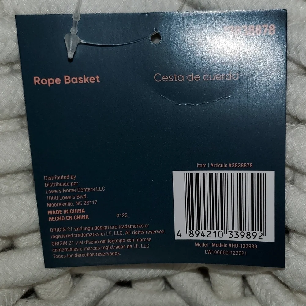 Origin 21 White Rope Basket